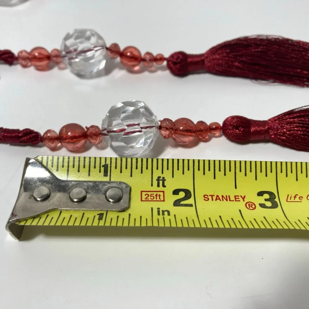Burgundy Red Beaded Curtain Tieback Set of 2 Long